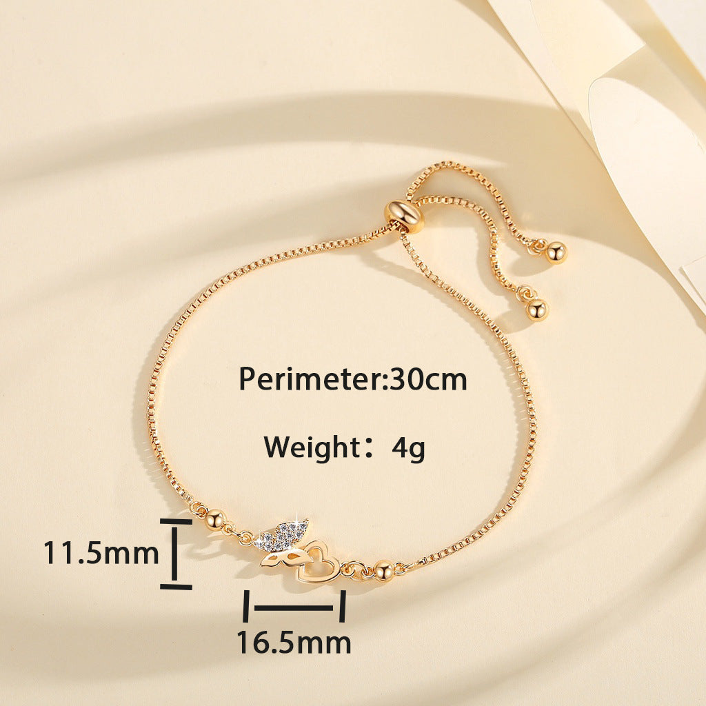 Verstellbares Schmetterling-Herz-Armband