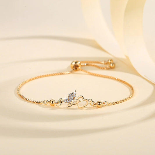 Verstellbares Schmetterling-Herz-Armband